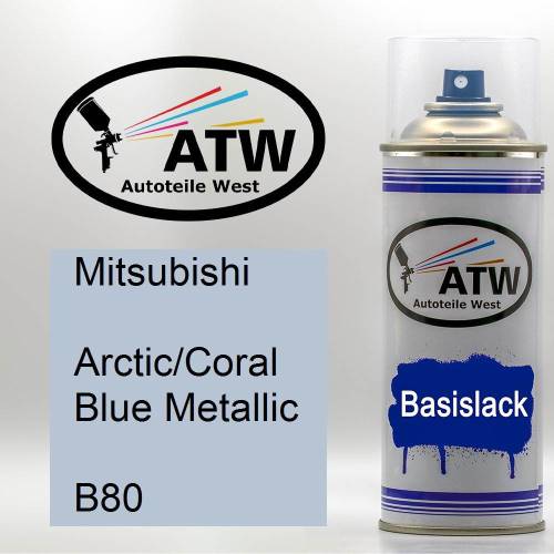 Mitsubishi, Arctic/Coral Blue Metallic, B80: 400ml Sprühdose, von ATW Autoteile West.